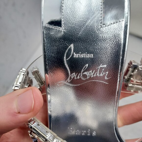 Christian Louboutin Just Jewel Silver Bridal Wedding PVC Heel Sandal - Picture 4 of 13